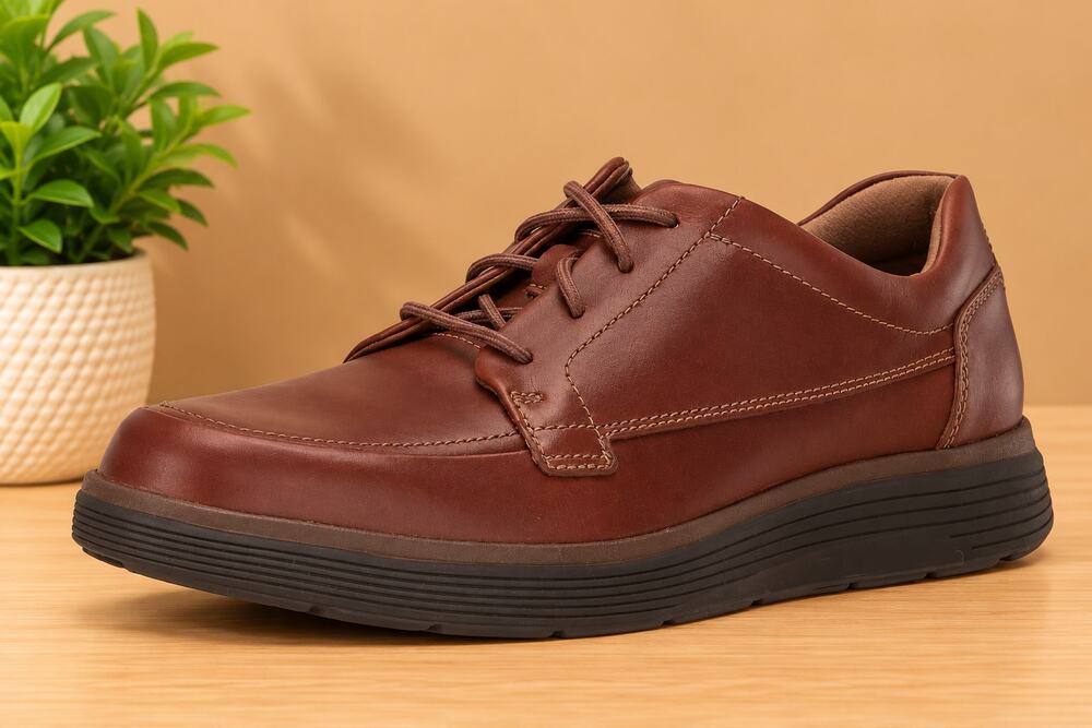 NWT Clarks Men's Lace-Up Oxford Shoes Dark Tan Leather Size 7 M US
